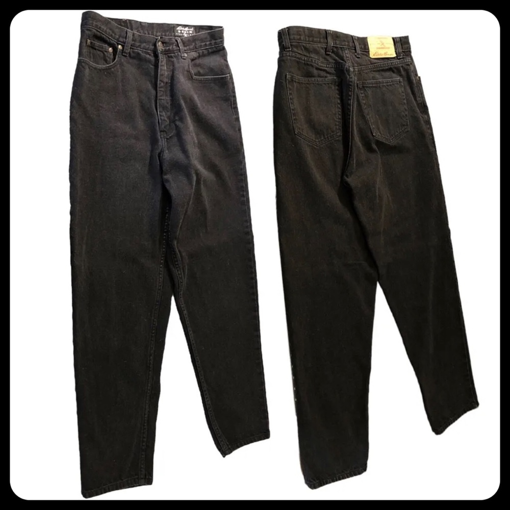 Eddie Bauer Black 90s Style Size 14 Mom Jeans High Rise Loose Fit 30x28 C124